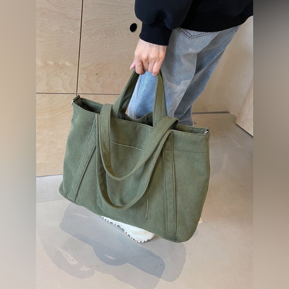 Corduroy Solid Large Tote Bag - Picture 13 of 15